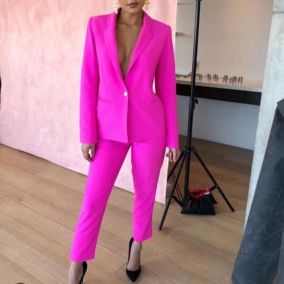 zara pink trouser suit